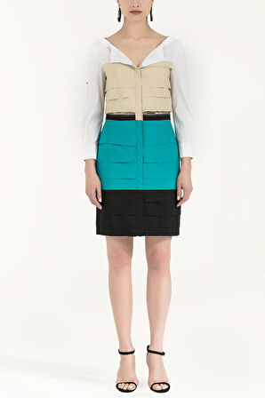 Su Yeşili Renkli poplin mini elbise 90653 | 38