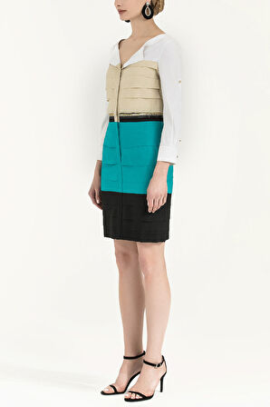 Su Yeşili Renkli poplin mini elbise 90653 | 38