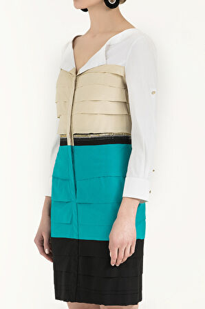 Su Yeşili Renkli poplin mini elbise 90653 | 38