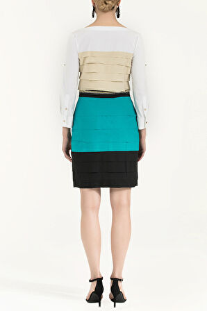 Su Yeşili Renkli poplin mini elbise 90653 | 38