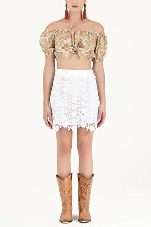 Beyaz Dantel etek 80384 | 38