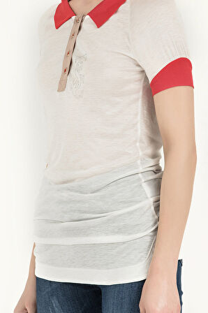 Beyaz Triko yaka örme bluz 18755 | 46