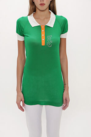 Yeşil Triko yaka örme bluz 18755 | 42