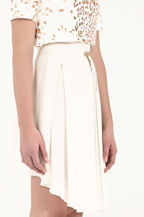 Ekru Pileli  ipek etek 80401 | 46