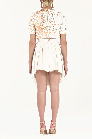 Ekru Pileli  ipek etek 80401 | 46