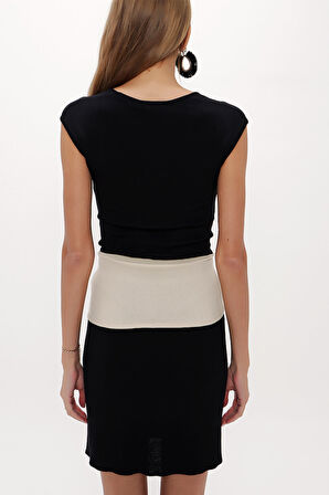 Siyah Kontrast renkli triko elbise 27929 | 44