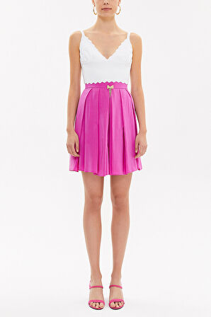 Fuşya Bol kesim pilili etek 80414 | 40