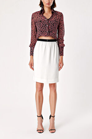 Beyaz Beli lastikli dar kesim etek 80415 | 48