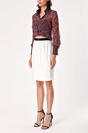 Beyaz Beli lastikli dar kesim etek 80415 | 48