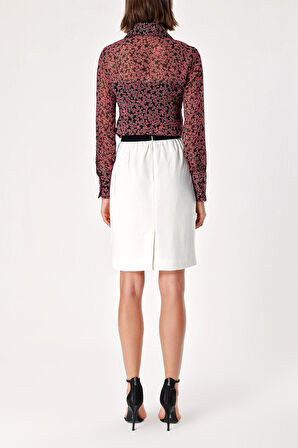 Beyaz Beli lastikli dar kesim etek 80415 | 48