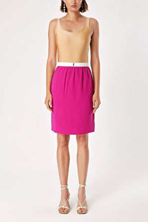 Fuşya Beli lastikli dar kesim etek 80415 | 40