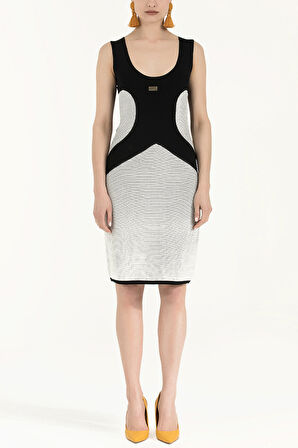 Beyaz Fitilli örgü triko elbise 28049 | 40