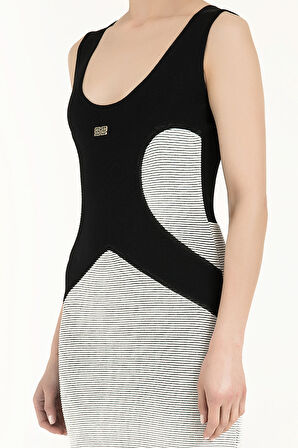 Beyaz Fitilli örgü triko elbise 28049 | 40