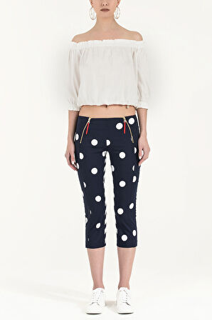 Lacivert Dar kesim kapri pantolon 40722 | 40