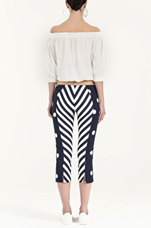 Lacivert Dar kesim kapri pantolon 40722 | 40