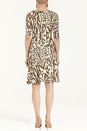 Taba Güpürlü leopar desen mini  elbise 90824 | 40