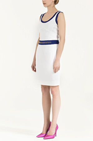 Beyaz Metalli pamuk mini elbise 90799 | 40