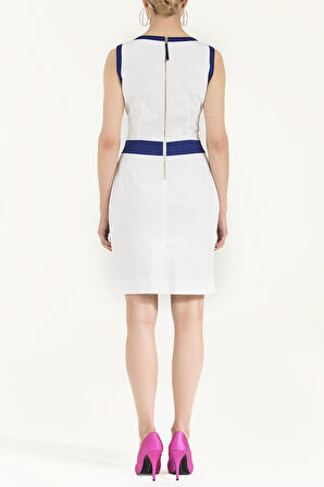 Beyaz Metalli pamuk mini elbise 90799 | 40