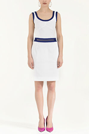 Beyaz Metalli pamuk mini elbise 90799 | 44