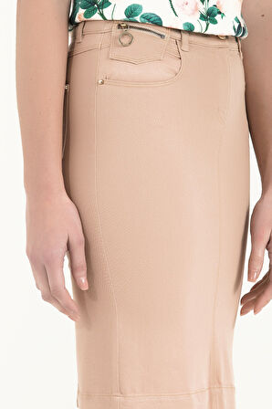 Bej Pamuk gabardin etek 80504 | 40