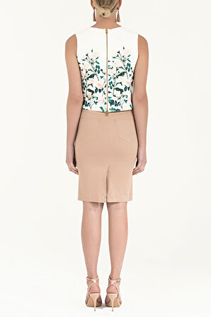 Bej Pamuk gabardin etek 80504 | 40