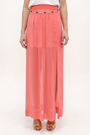 Mercan Aksesuarlı şifon etek 80495 | 42