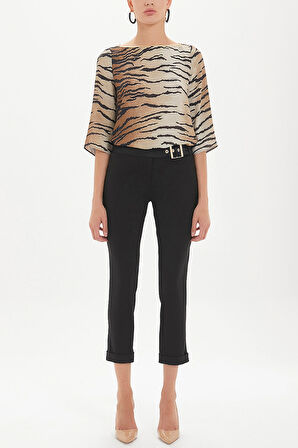 Siyah Dar kesim capri pantolon 40777 | 38