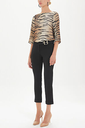 Siyah Dar kesim capri pantolon 40777 | 38