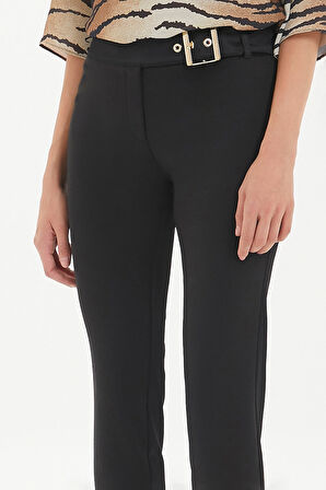 Siyah Dar kesim capri pantolon 40777 | 38