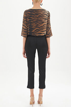 Siyah Dar kesim capri pantolon 40777 | 38
