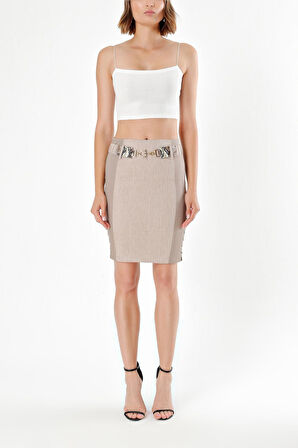 Bej Kemerli kalem etek 80507 | 46