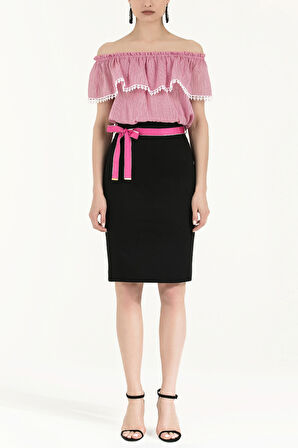 Siyah Yüksek bel kalem etek 80519 | 40