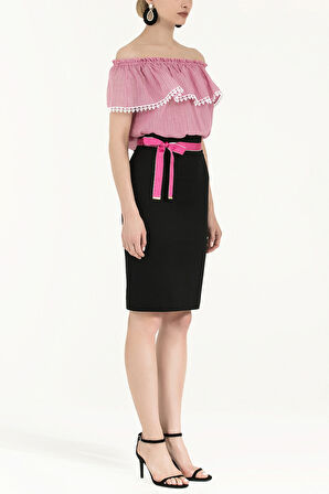 Siyah Yüksek bel kalem etek 80519 | 40