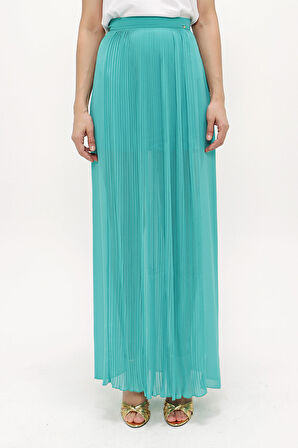 Su Yeşili Piliseli şifon etek 80513 | 48