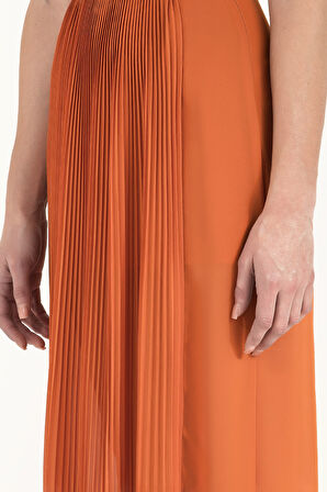 Turuncu Piliseli şifon etek 80513 | 40