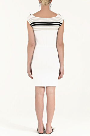 Beyaz Triko elbise 28220 | 38