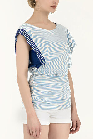 Beyaz Taş detaylı düşük omuz bluz 18580 | 40