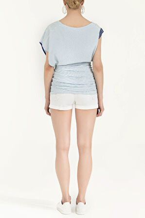 Beyaz Taş detaylı düşük omuz bluz 18580 | 40