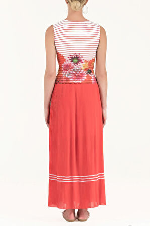 Kırmızı Piliseli şifon etek 80576 | 42