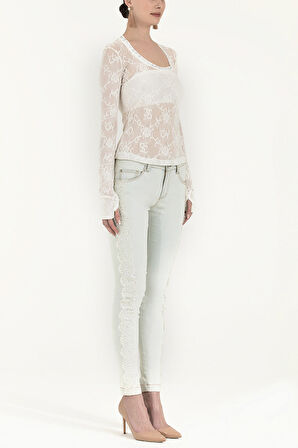 Ekru Dantel bluz 18982 | 44