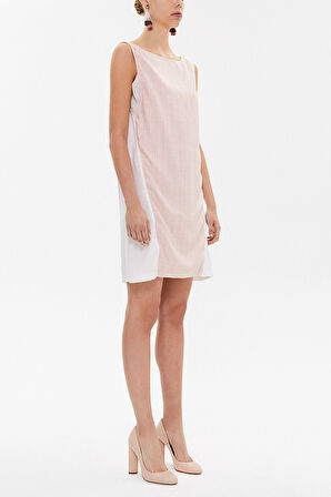 Ekru Desenli dar kesim mini elbise 91025 | 42