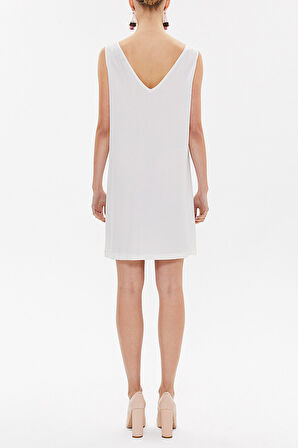 Ekru Desenli dar kesim mini elbise 91025 | 42