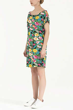 Siyah Desenli Örme mini Elbise  91021 | 40