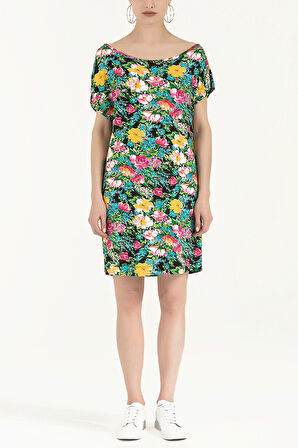 Siyah Desenli Örme mini Elbise  91021 | 42