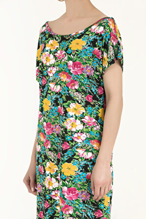 Siyah Desenli Örme mini Elbise  91021 | 42