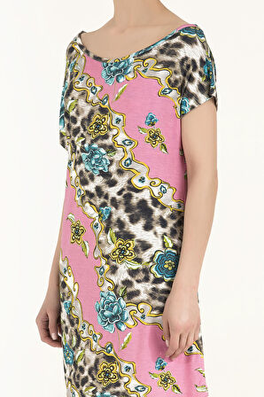 Pembe Desenli Örme mini Elbise  91021 | 42