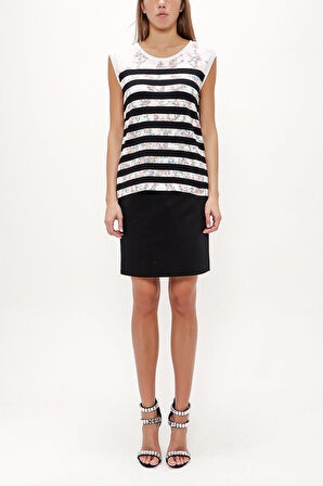 Beyaz Baskılı kolsuz triko bluz 28445 | 40