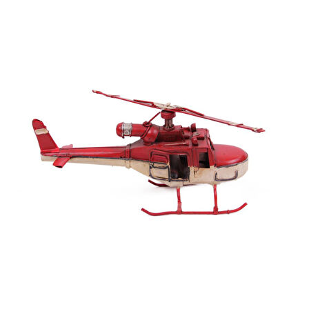 T.Concept Dekoratif Dayanıklı Metal Helikopter Kırmızı Renk 1510A-8042