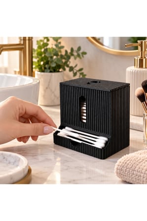Modern Tasarım Kulak Çubuğu Dispenseri Kapaklı Banyo Makyaj Pamuk Düzenleyici Organizer - Siyah