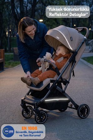 Prego Lotus Pro Kabin Boy Bebek Arabası - Tek Elle Katlanır -Hafif -UV Tenteli - Yağmurluk-Ayak Örtüsü-Kılıf